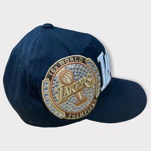 LA Lakers Basketball NBA 16X World Champions Blinged Fitted Mens Hat Size L XL